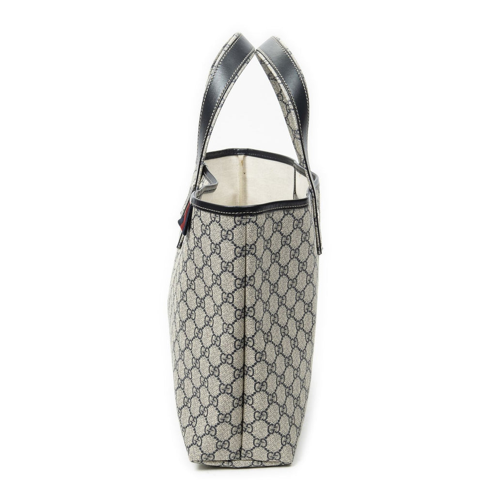 Gucci Web Loop Tote Beige Navy Supreme Canvas — view 3