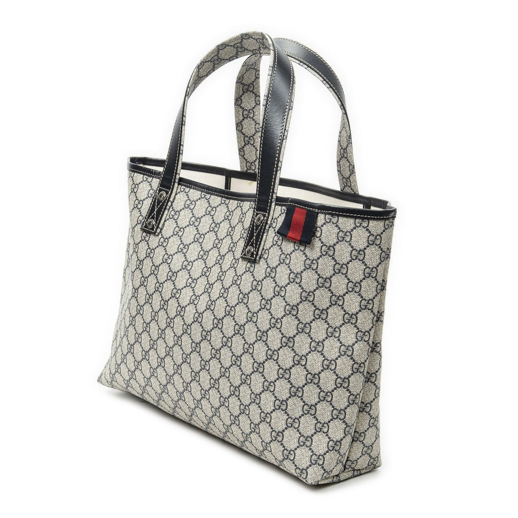 Gucci Web Loop Tote Beige Navy Supreme Canvas — view 2