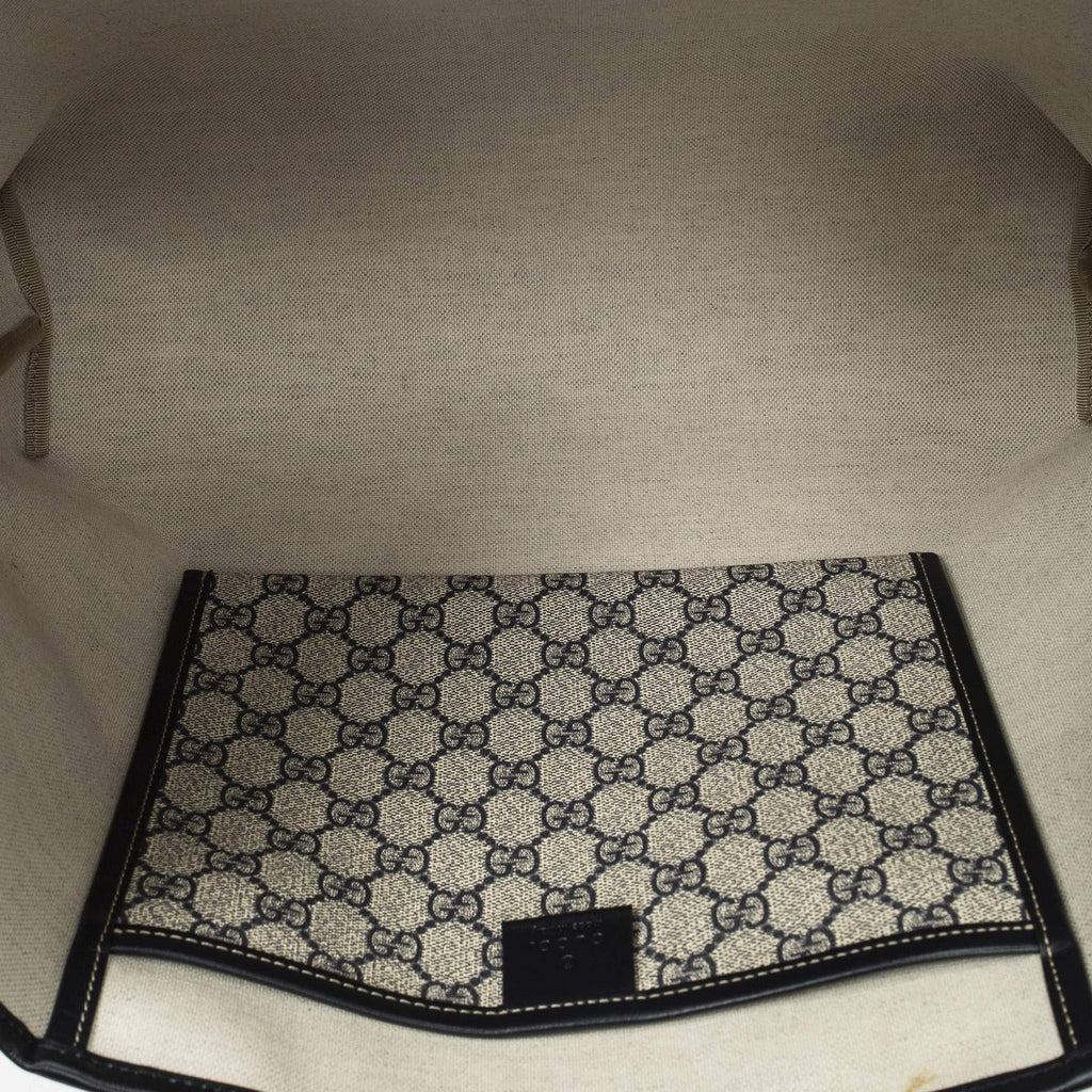 Gucci Web Loop Tote Beige Navy Supreme Canvas — view 9