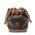Celine Vintage Side Zip Bucket Tote Brown Macadam Canvas