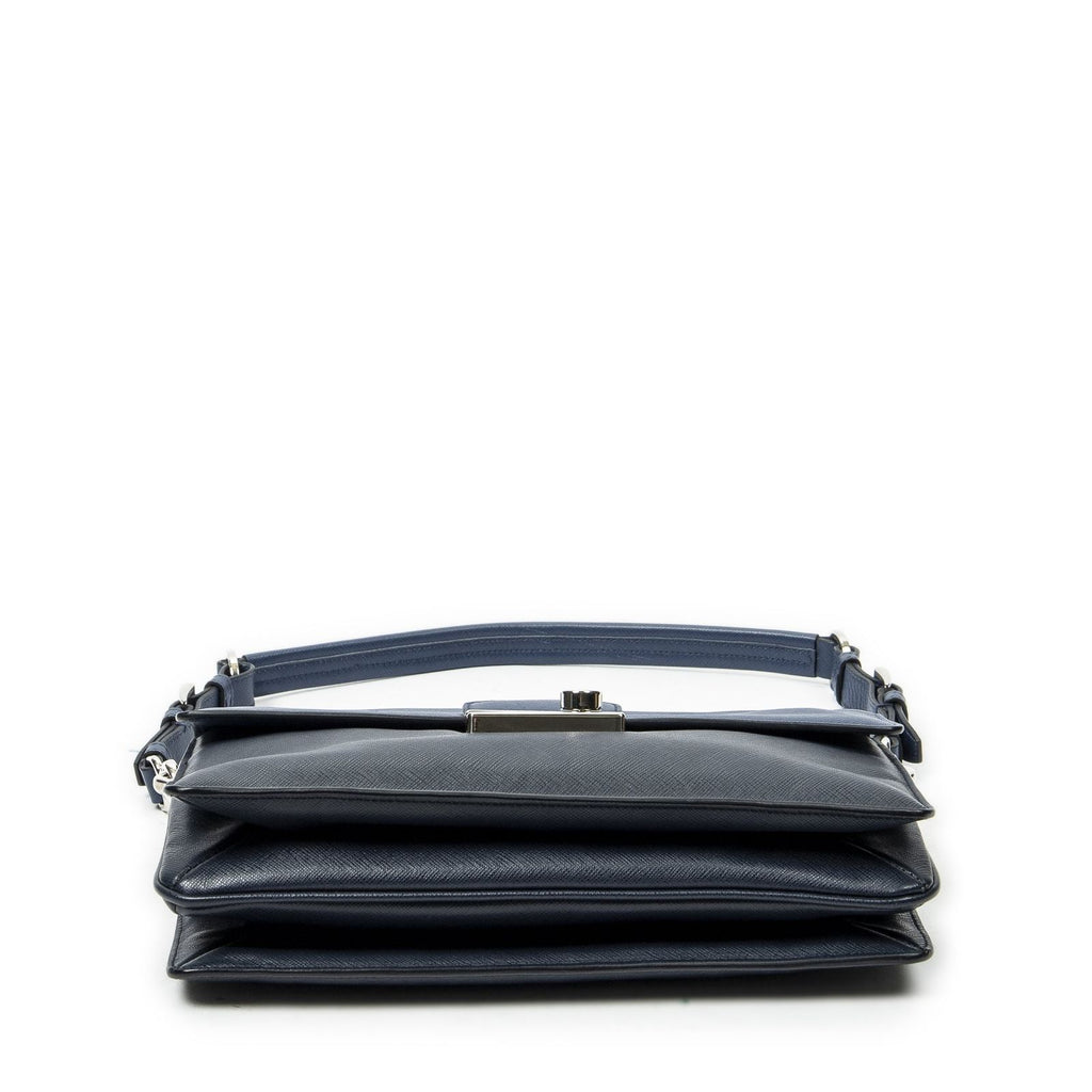 Prada Sound Lock Flap Navy Saffiano Leather — view 6
