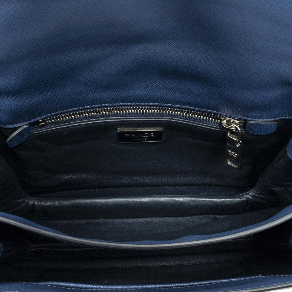 Prada Sound Lock Flap Navy Saffiano Leather — view 9