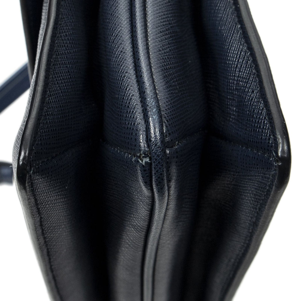 Prada Sound Lock Flap Navy Saffiano Leather — view 8
