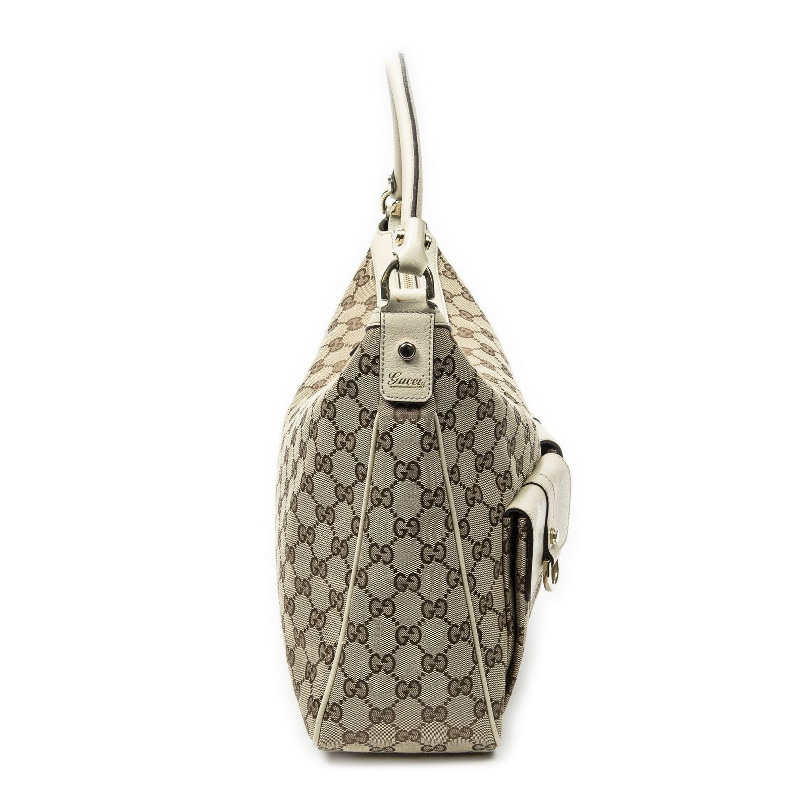 Gucci Abbey Pocket Hobo Beige Ivory GG Canvas — view 4