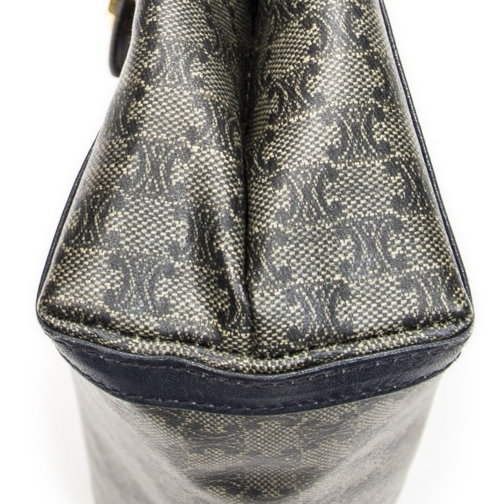 Celine Vintage Flap Crossbody Navy Beige Macadam Canvas — view 8