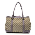 Gucci Miss GG Tote Beige Purple Canvas