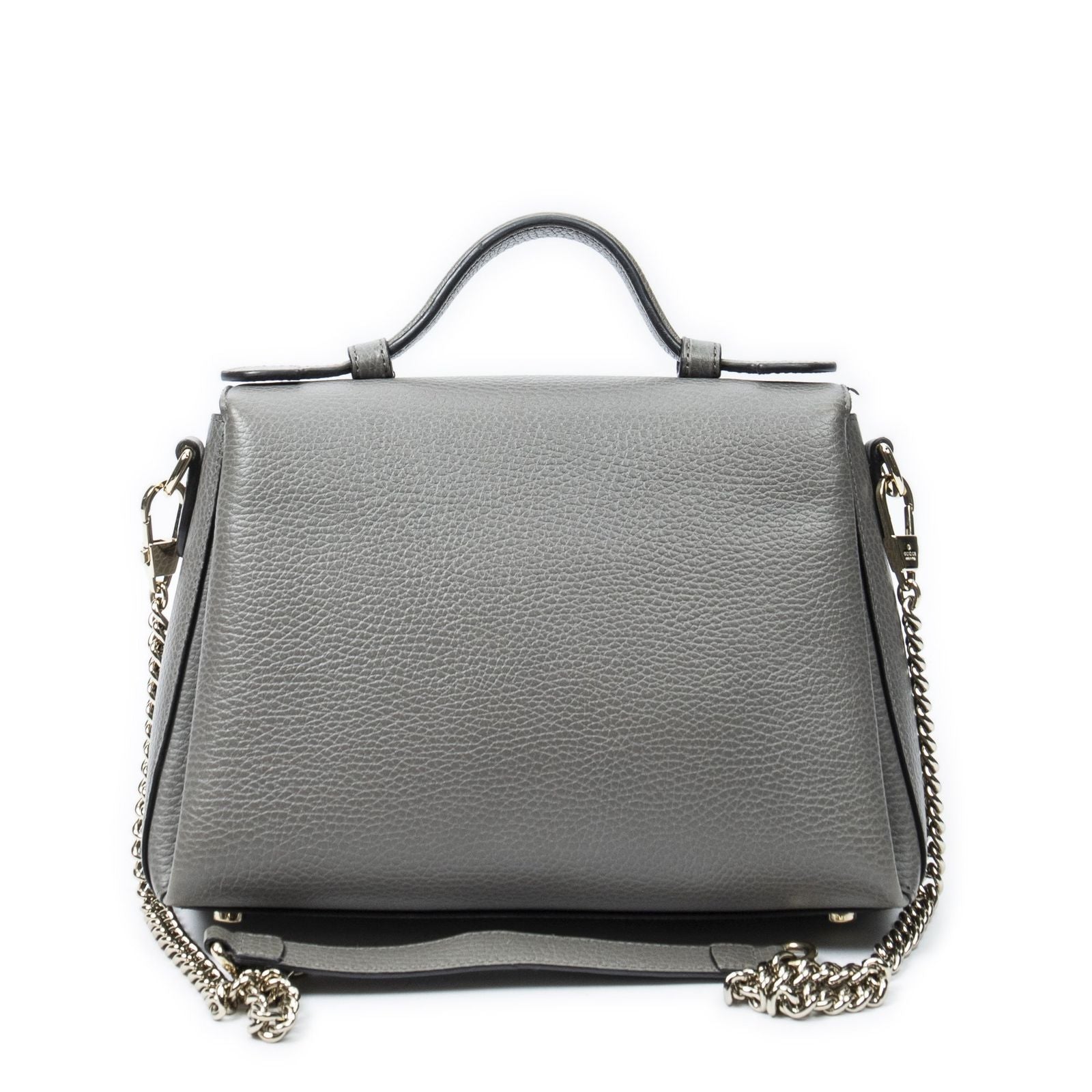 Gucci Interlocking Top Handle Gray Calfskin Leather — view 5