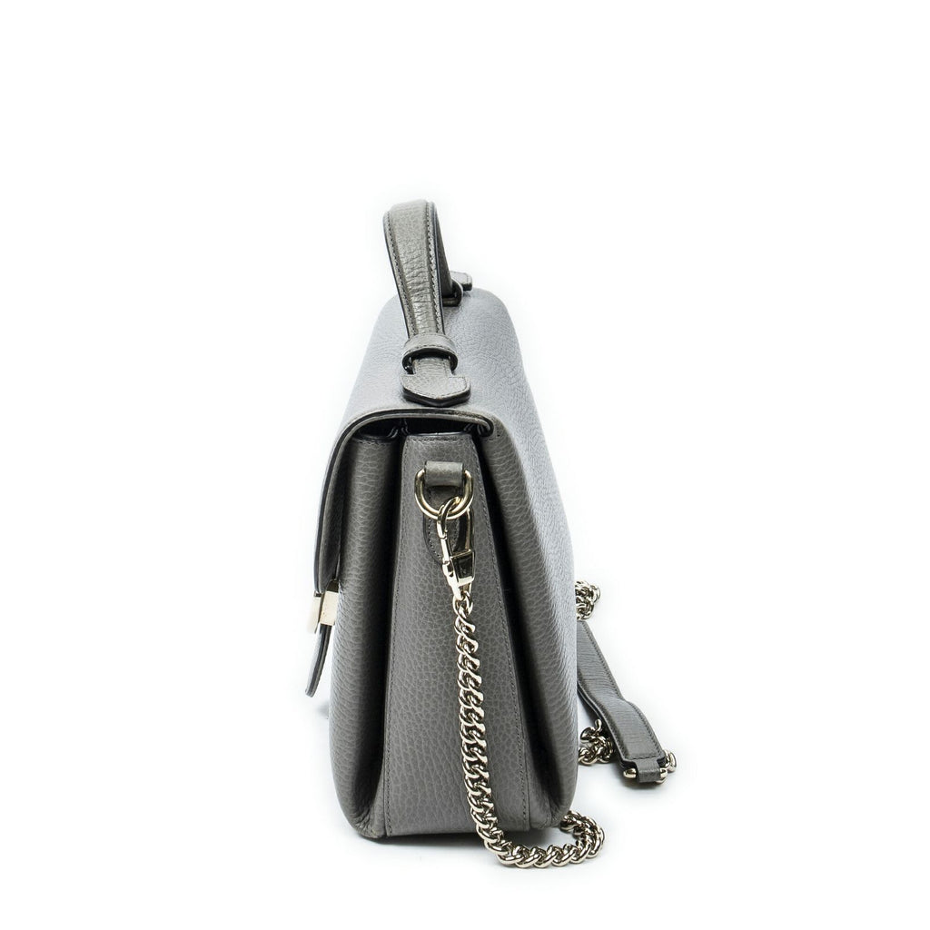 Gucci Interlocking Top Handle Gray Calfskin Leather — view 3