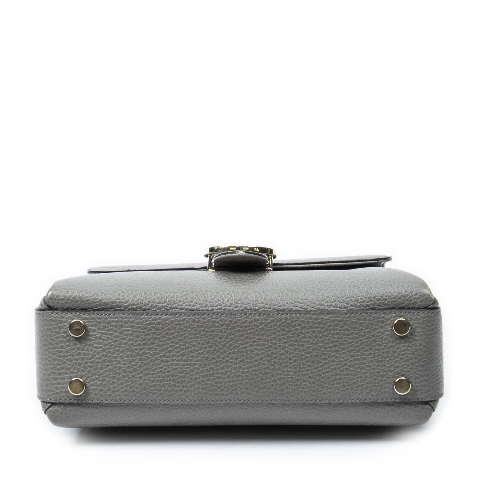 Gucci Interlocking Top Handle Gray Calfskin Leather — view 6