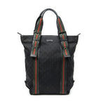 Gucci Web Buckle Vertical Tote Black GG Canvas