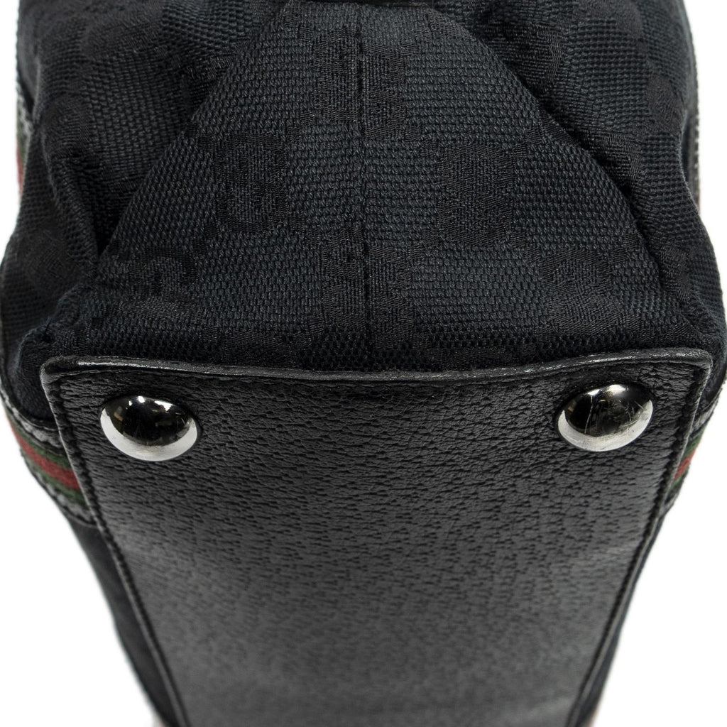 Gucci Web Buckle Vertical Tote Black GG Canvas — view 8