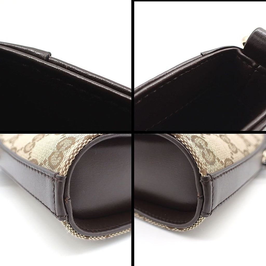 Gucci Shoulder Bag Beige Brown GG Supreme Canvas Leather Gold — view 8