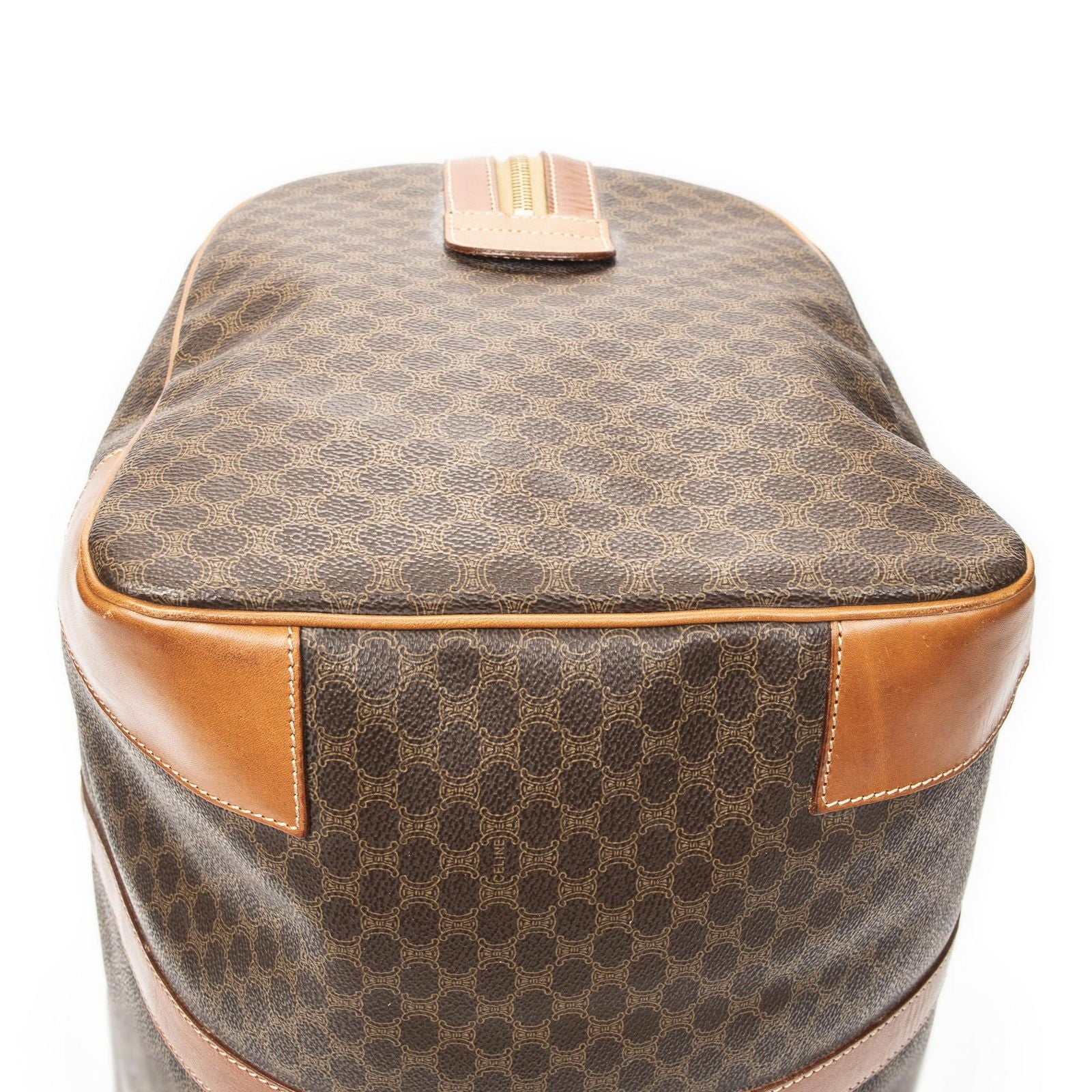 Celine Vintage Large Travel Boston Brown Macadam Canvas Shoulder Bag — view 7