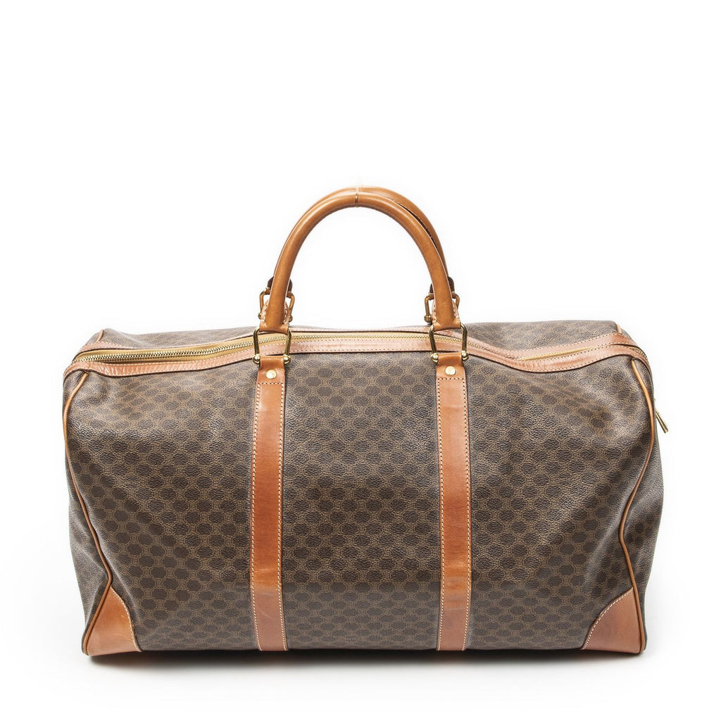 Celine Vintage Large Travel Boston Brown Macadam Canvas Shoulder Bag — view 5