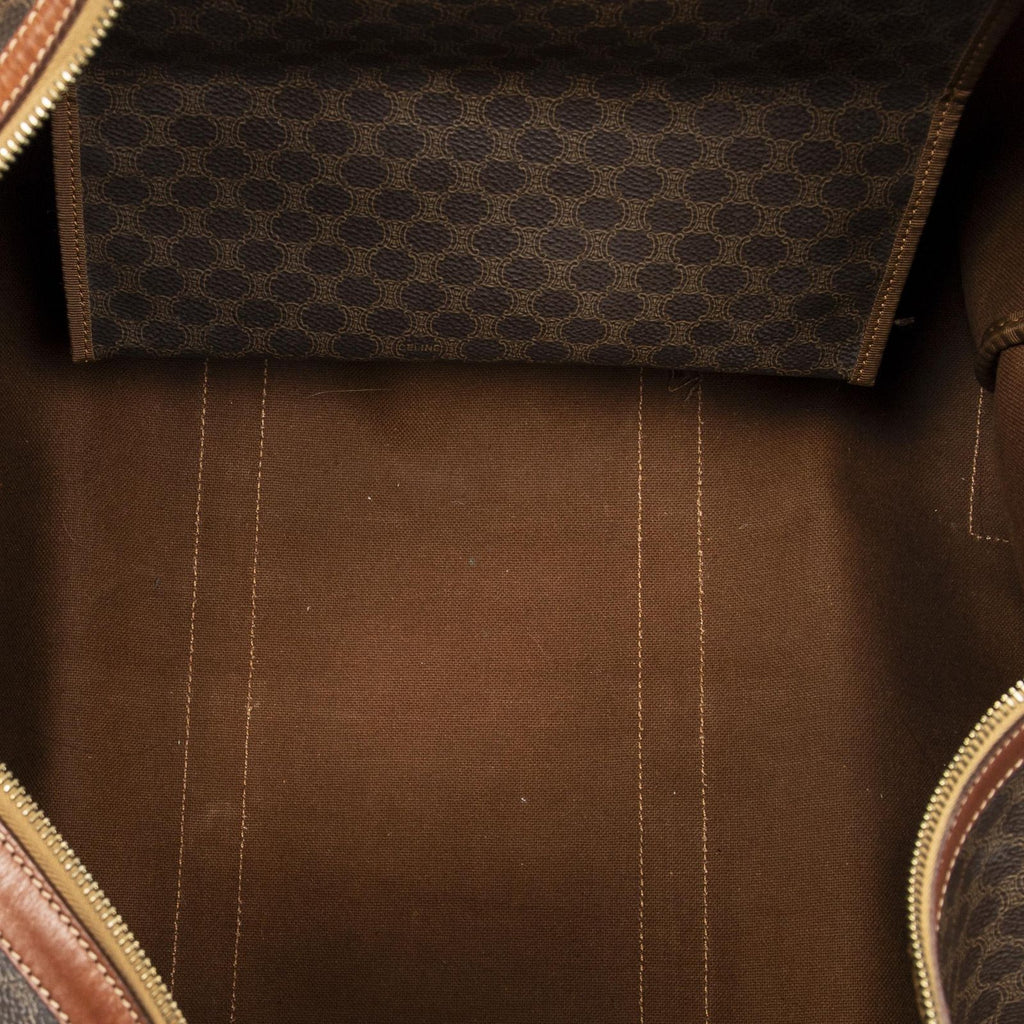 Celine Vintage Large Travel Boston Brown Macadam Canvas Shoulder Bag — view 9