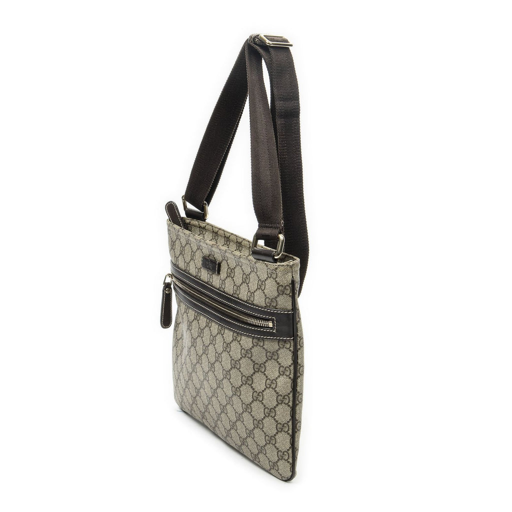 Gucci Square Front Zip Crossbody Beige Brown Supreme Canvas — view 2
