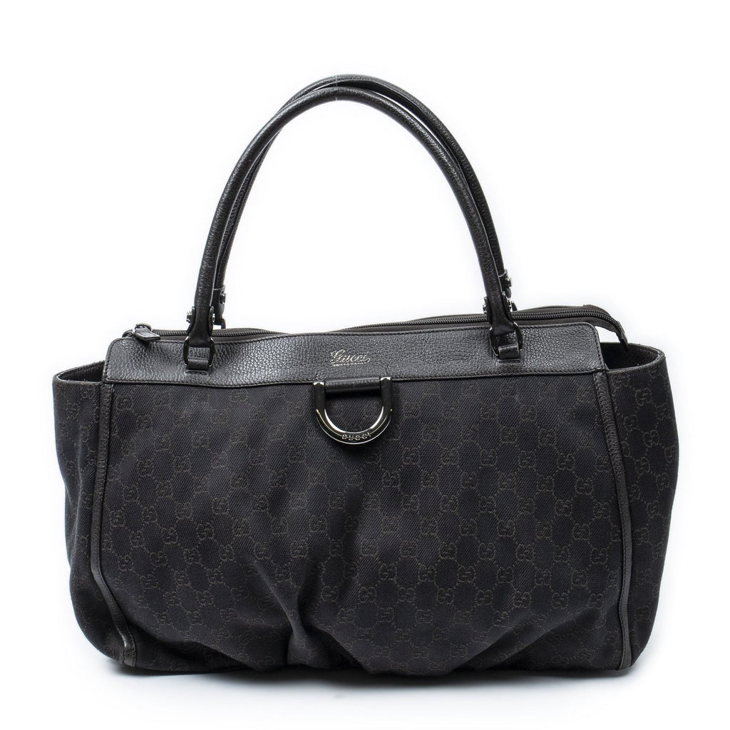 Gucci Large Abbey D Ring Tote Dark Brown GG Denim Canvas