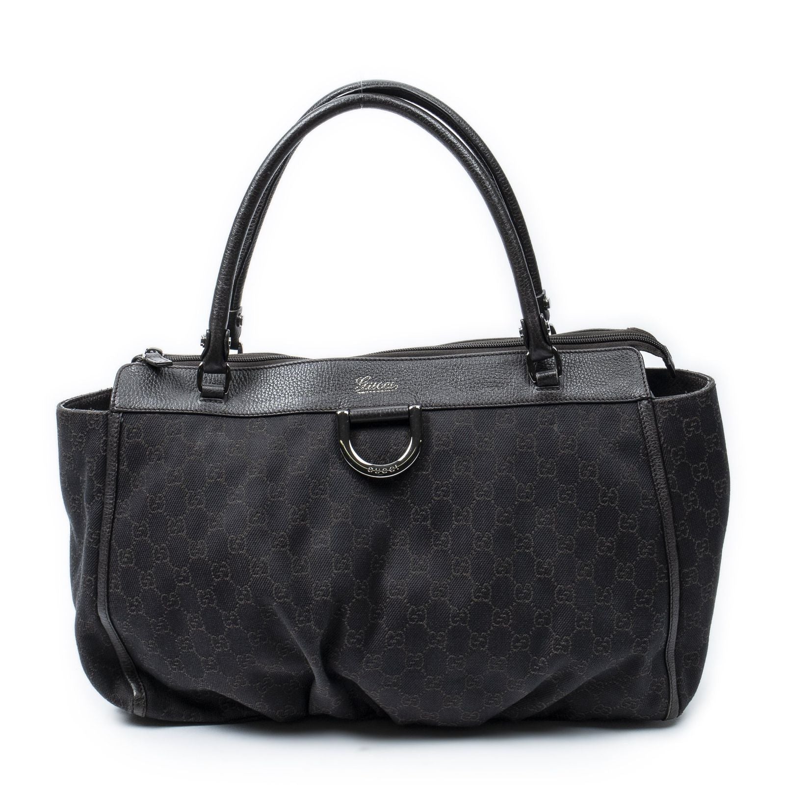Gucci Large Abbey D Ring Tote Dark Brown GG Denim Canvas