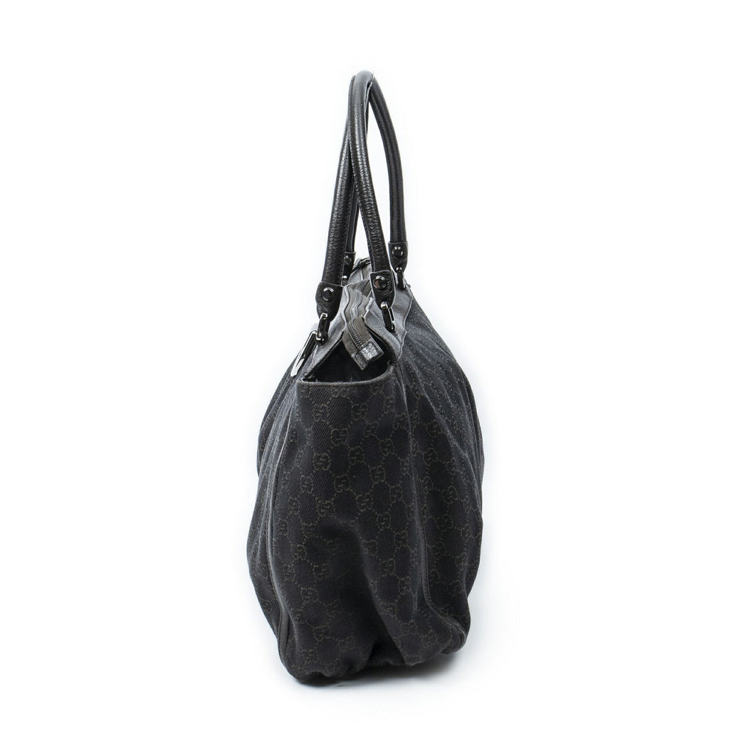 Gucci Large Abbey D Ring Tote Dark Brown GG Denim Canvas — view 3