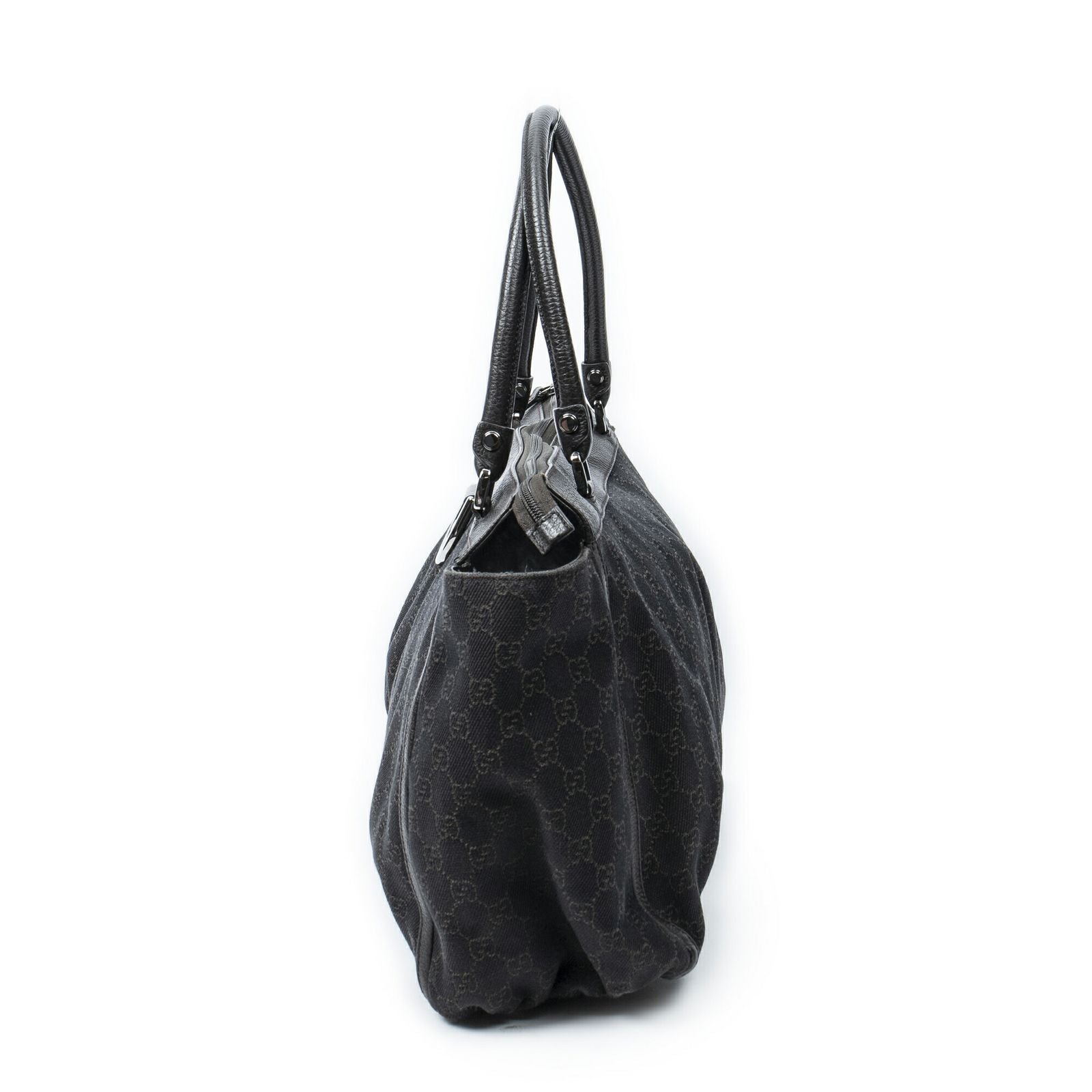 Gucci Large Abbey D Ring Tote Dark Brown GG Denim Canvas — view 3