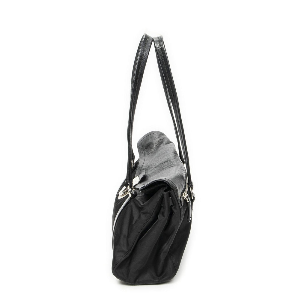 Prada Rectangle Flap Shoulder Bag Black Nylon Canvas — view 3
