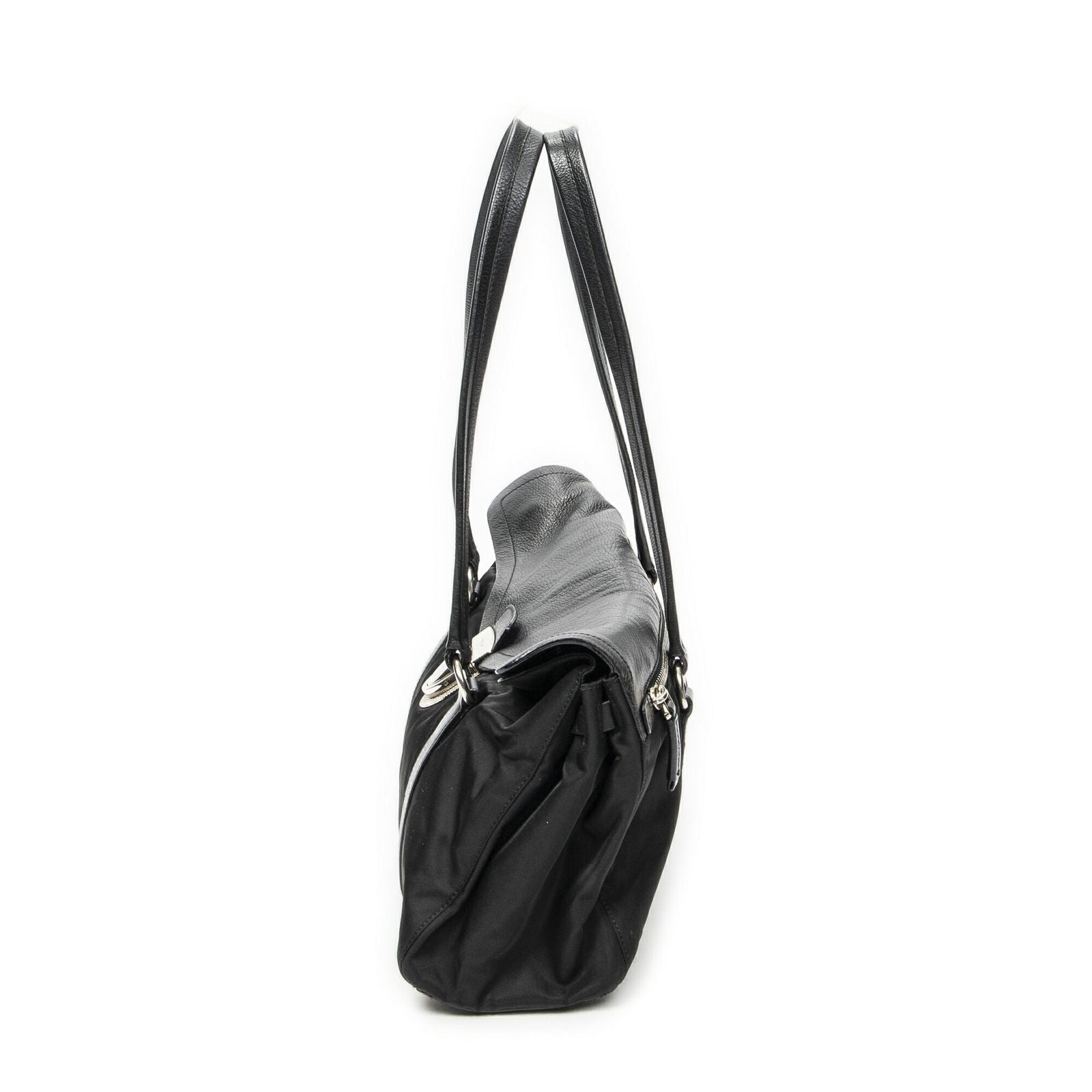 Prada Rectangle Flap Shoulder Bag Black Nylon Canvas — view 3