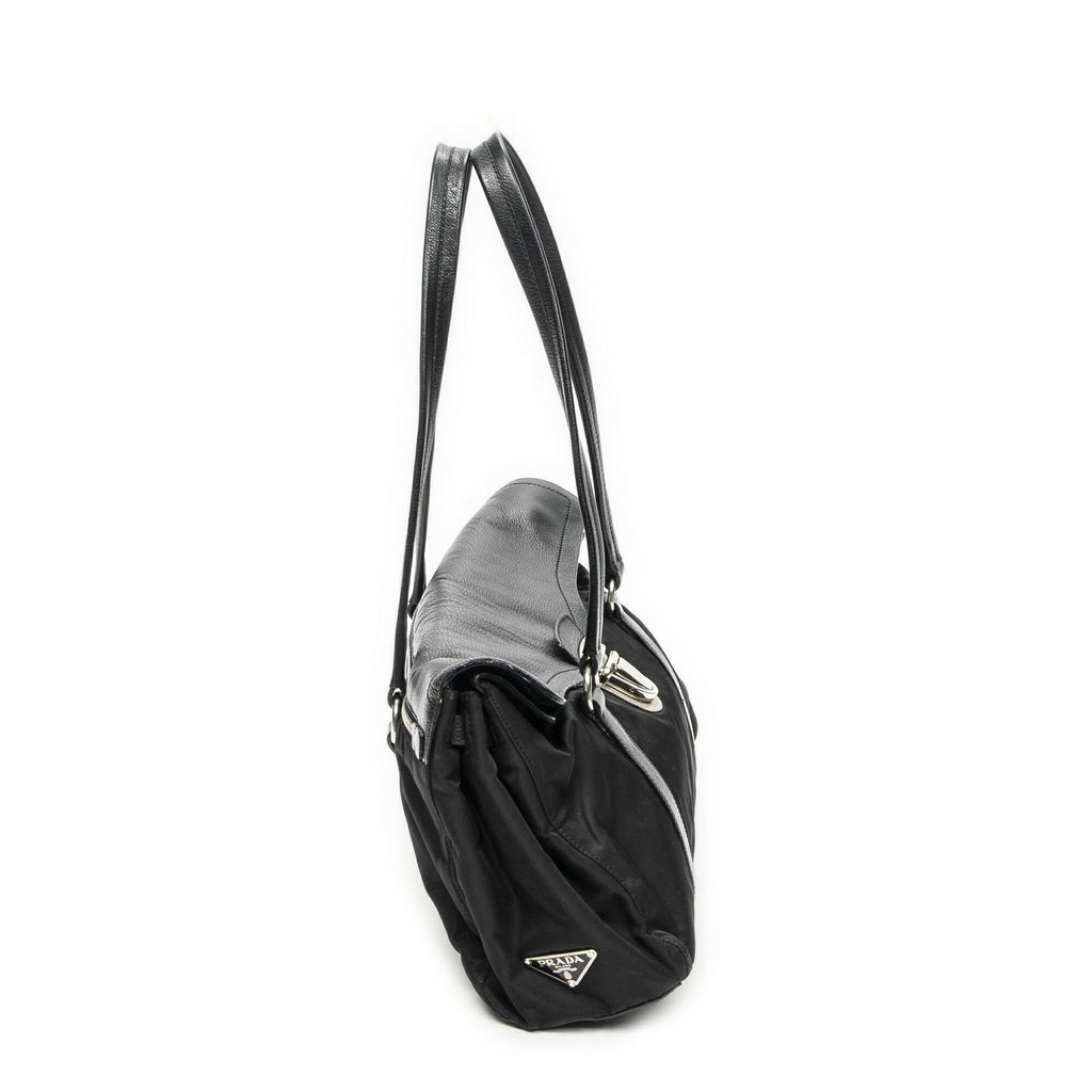 Prada Rectangle Flap Shoulder Bag Black Nylon Canvas — view 4
