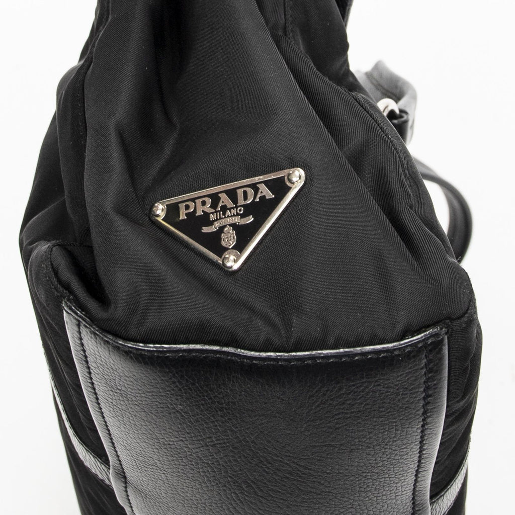 Prada Rectangle Flap Shoulder Bag Black Nylon Canvas — view 7