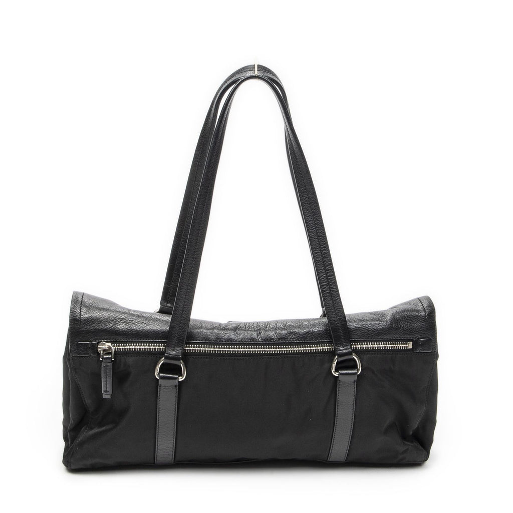 Prada Rectangle Flap Shoulder Bag Black Nylon Canvas — view 5