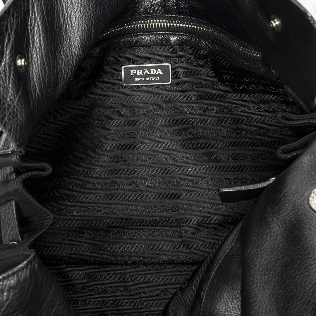 Prada Rectangle Flap Shoulder Bag Black Nylon Canvas — view 9