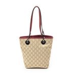 Gucci Small Eclipse Shopping Beige Red GG Canvas Messenger Bag