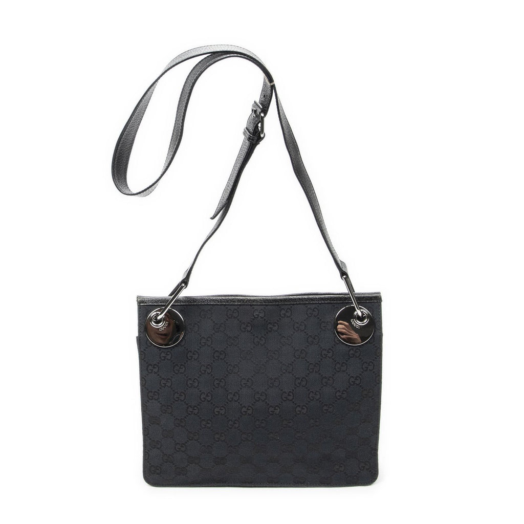 Gucci Eclipse Crossbody Shoulder Bag Black GG Canvas