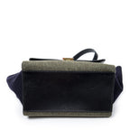 Celine Small Tricolor Trapeze Green Black Navy Felt Canvas Messenger Bag — view 6
