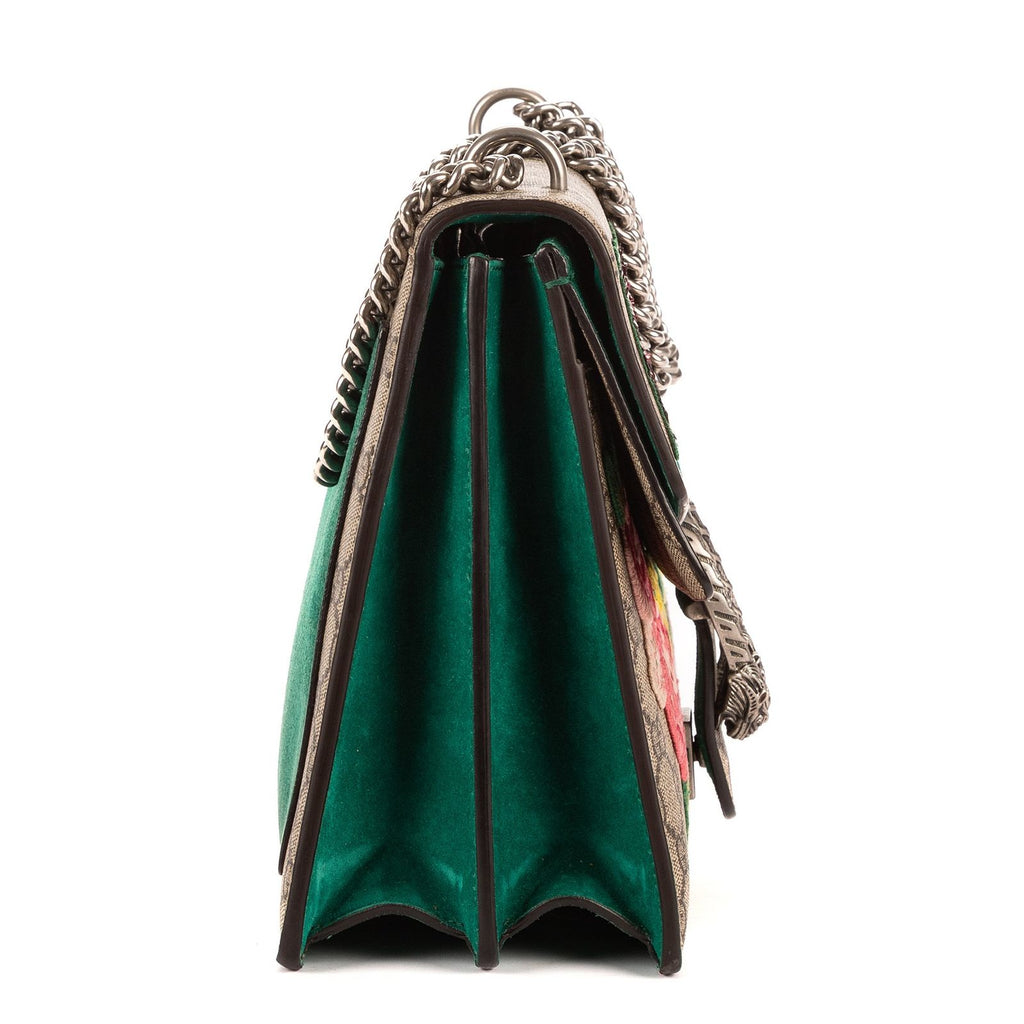 Gucci Dionysus Modern Sequin & Floral Embroidery Beige Green GG Supreme Canvas — view 4