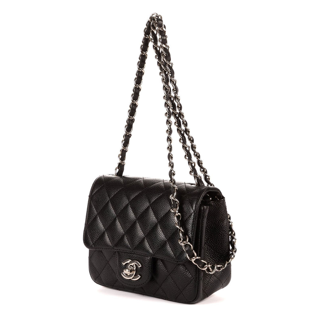 Chanel Mini Classic Single Flap Black Gray Calfskin Leather — view 2