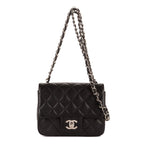 Chanel Mini Classic Single Flap Black Gray Calfskin Leather