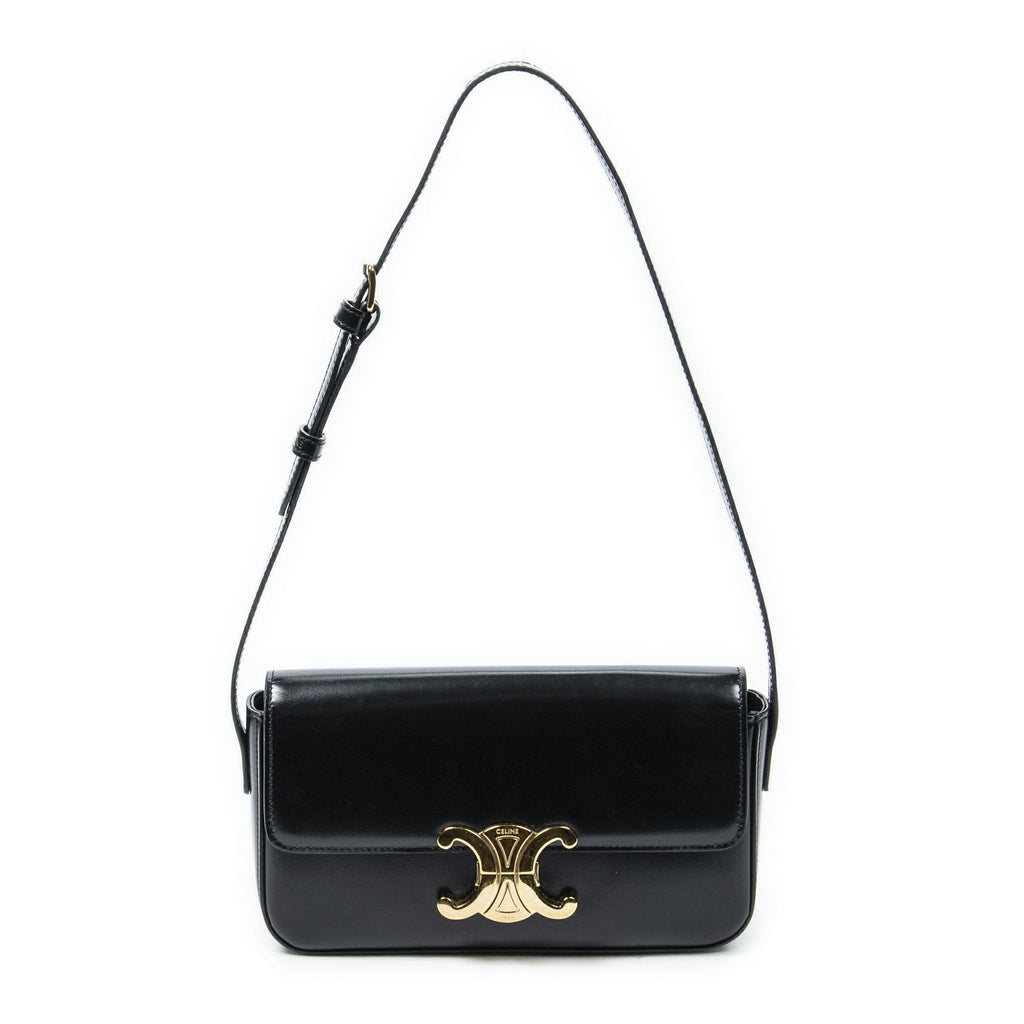 Celine Claude Black Smooth Scarf Skin Leather