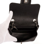 Chanel Mini Classic Single Flap Black Gray Calfskin Leather — view 9