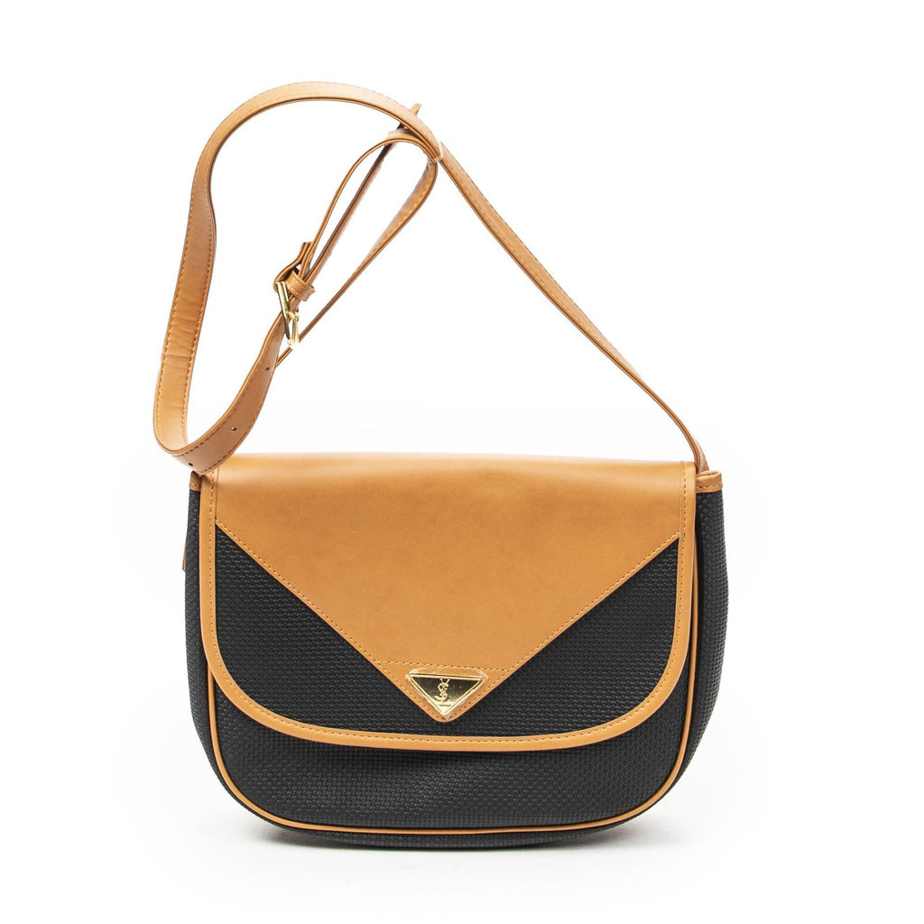 Saint Laurent Yves Vintage Flap Crossbody Black Tang Gogh Canvas