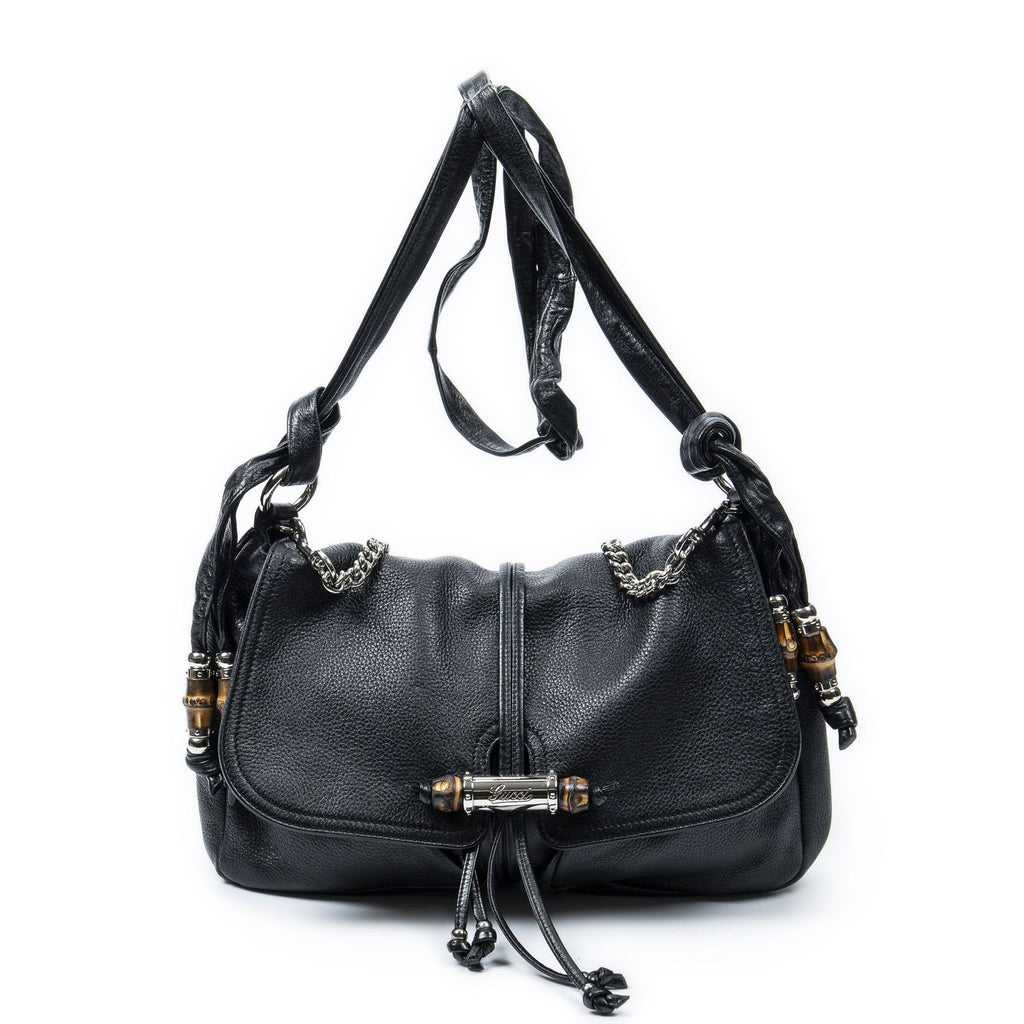Gucci Large Jungle Messenger Black Gray Calfskin Leather