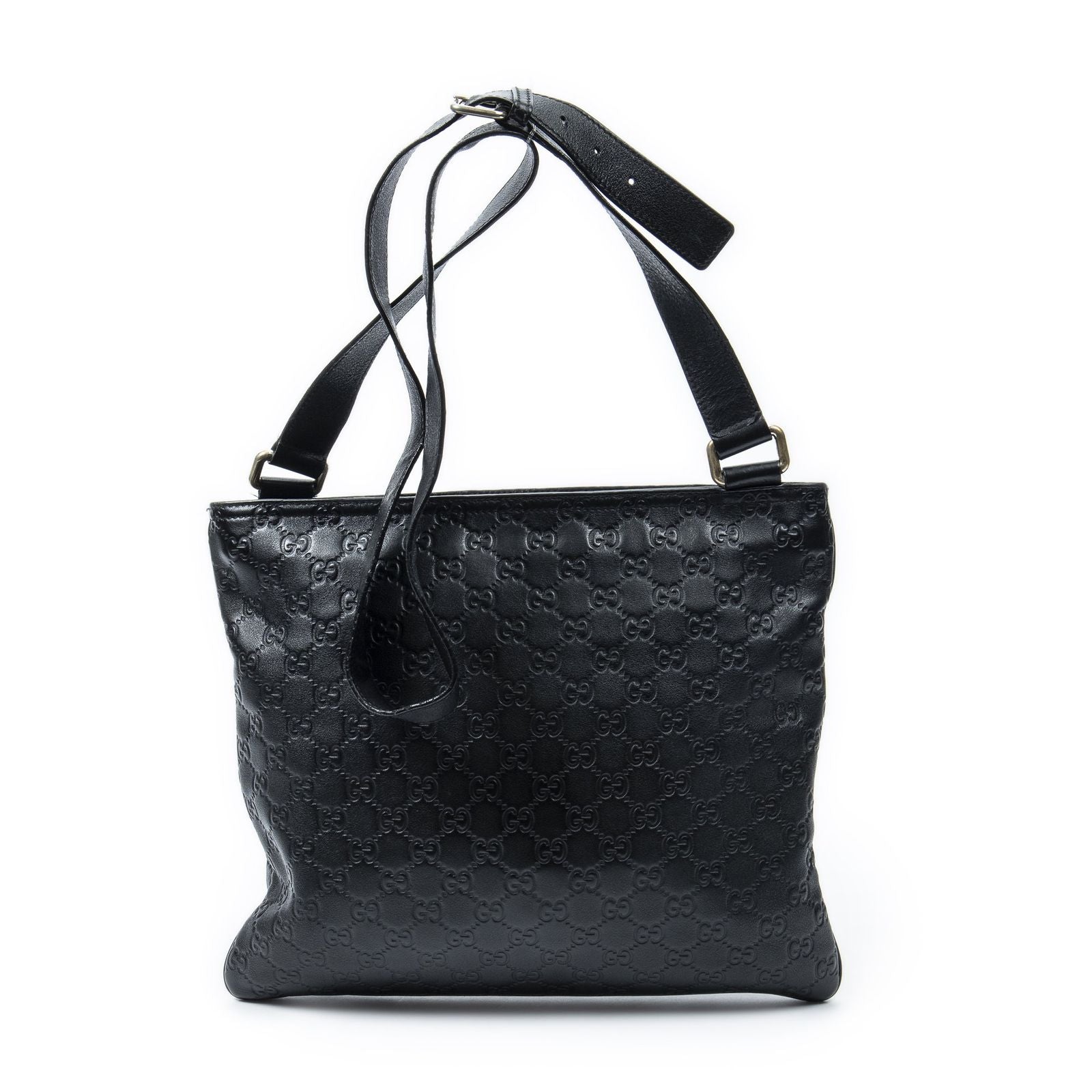 Gucci Large Square Zip Messenger Black Guccissima — view 5