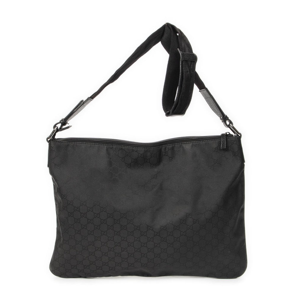 Gucci Large Flat Messenger Bag Black GG Nylon Canvas — view 5