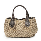 Gucci Studded Pellum Tote Beige Dark Brown GG Canvas — view 5