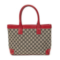 Gucci Zip Shopping Tote Beige Red GG Canvas