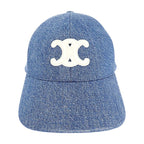 Celine Triomphe Baseball Union Wash Denim S Cap Cotton Blue Hat
