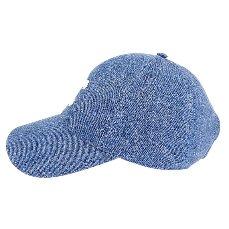 Celine Triomphe Baseball Union Wash Denim S Cap Cotton Blue Hat — view 5