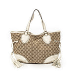 Gucci Large Tribeca Tassel Tote Beige Ivory GG Canvas — view 5