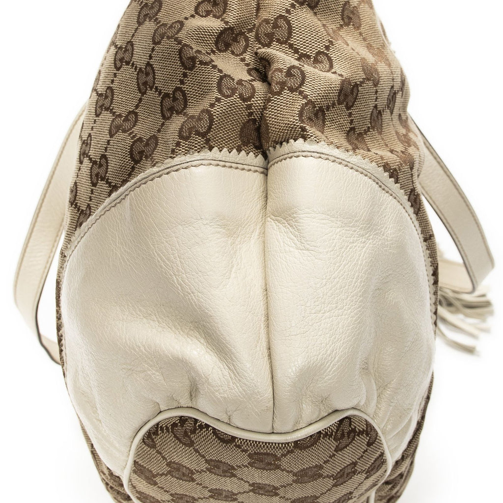 Gucci Large Tribeca Tassel Tote Beige Ivory GG Canvas — view 7