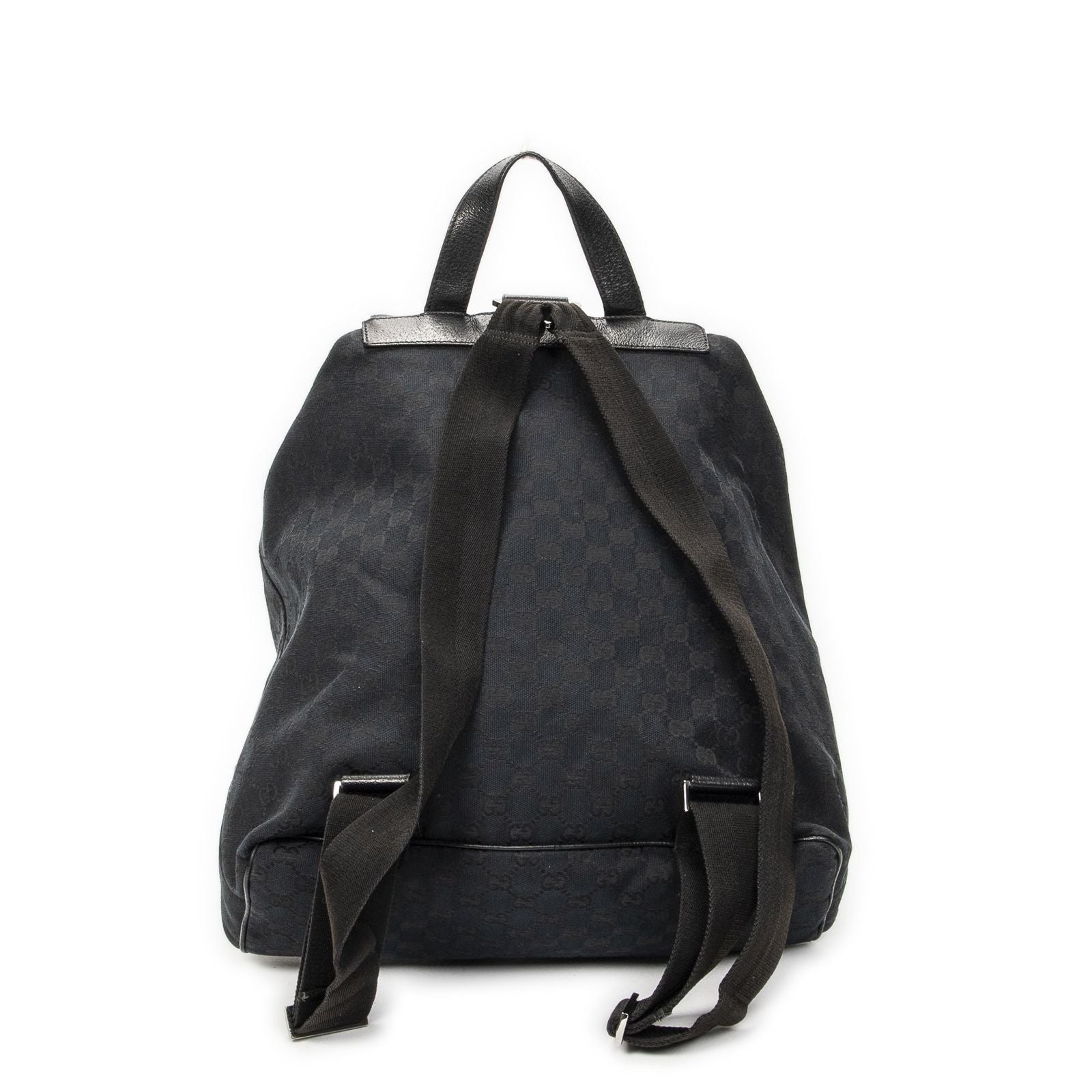 Gucci Drawstring Backpack Black GG Canvas — view 5