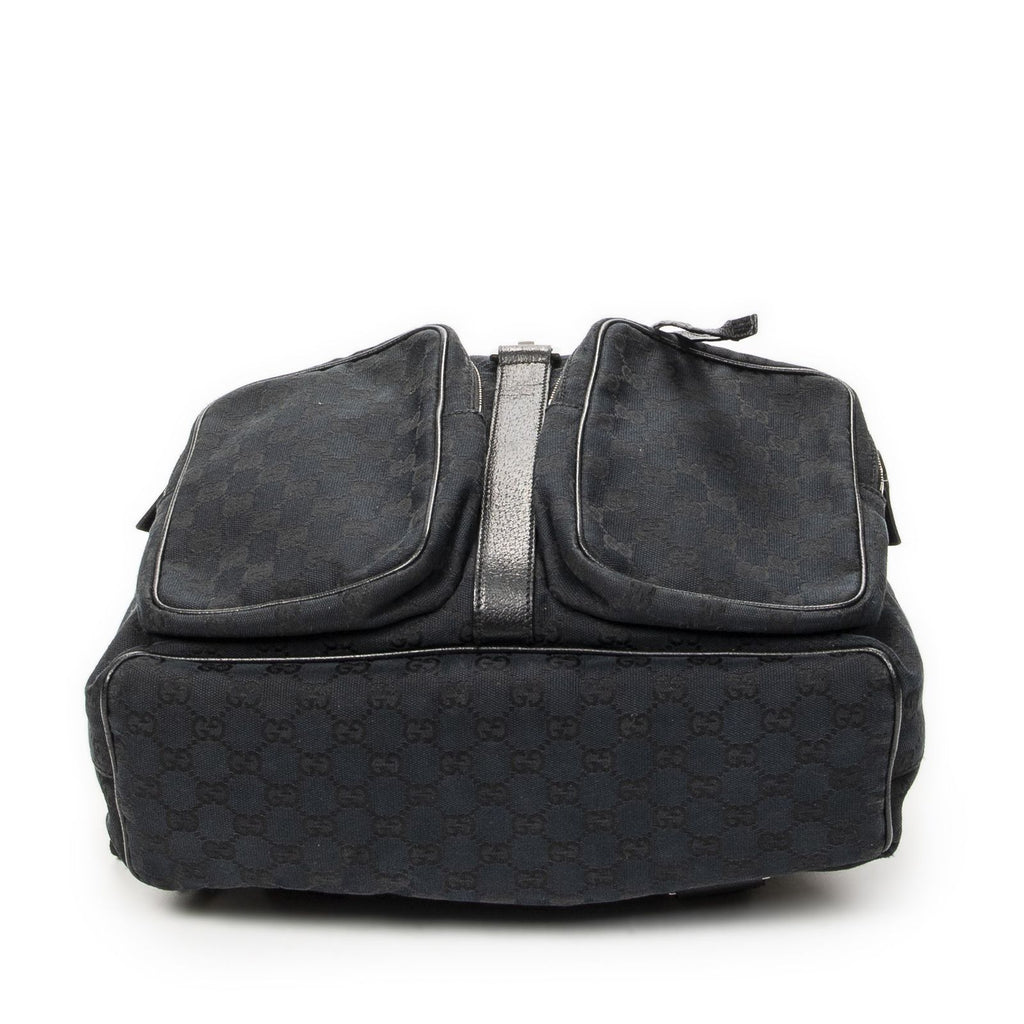 Gucci Drawstring Backpack Black GG Canvas — view 6